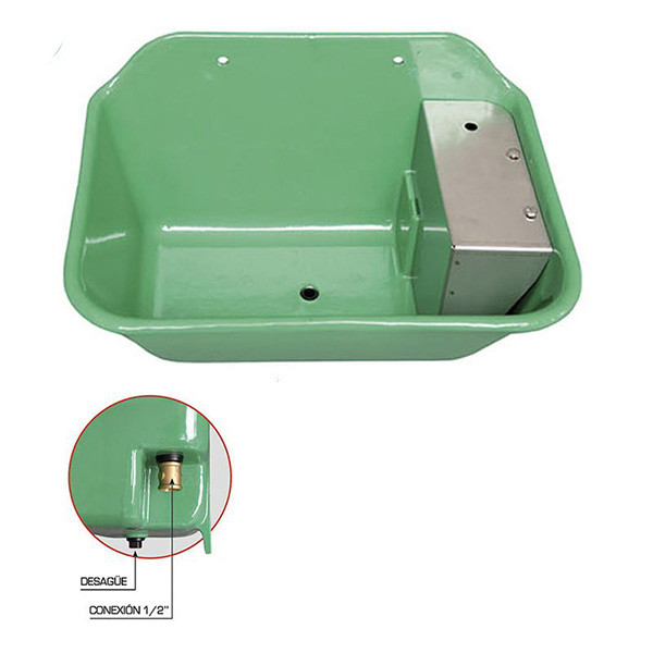 Bebedero B-100 Aluminio-Pintado Bebedero Universal Aluminio Verde 12L/min | Con Desagüe y Protector