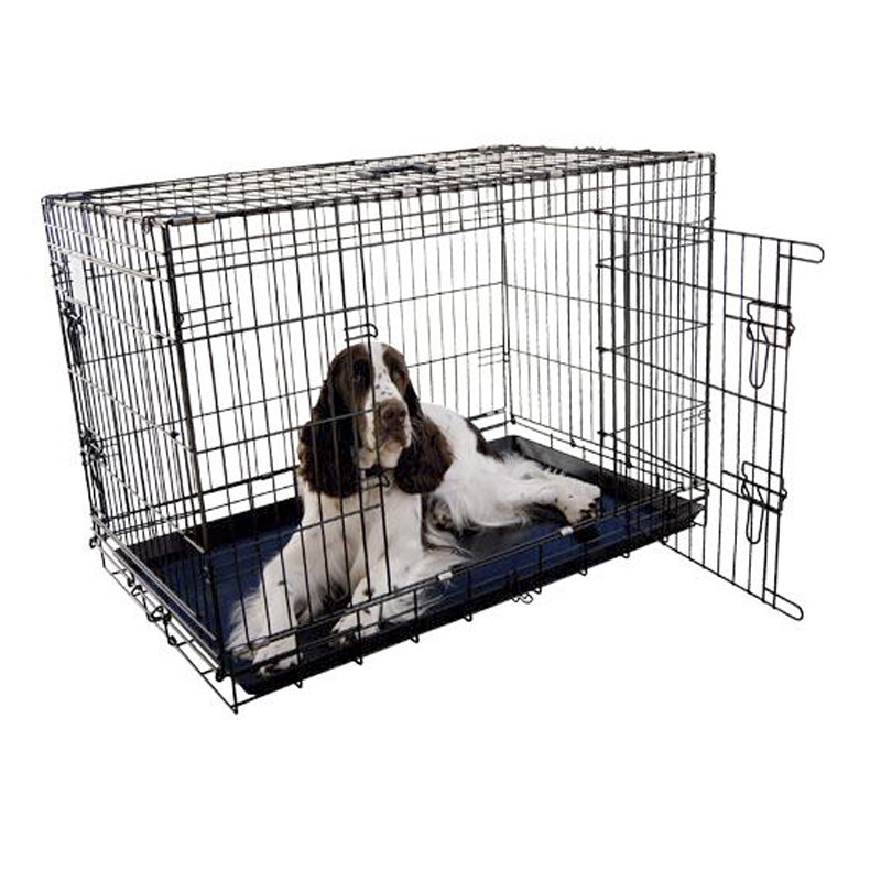 Jaula para perro plegable 78cm doble puerta alta resistencia, comprar jaula  perro mediano, venta jaula perro mediano